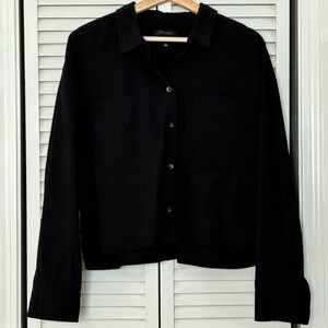 Madewell Top The Signature Poplin Crop Shirt Button Up True Black L
